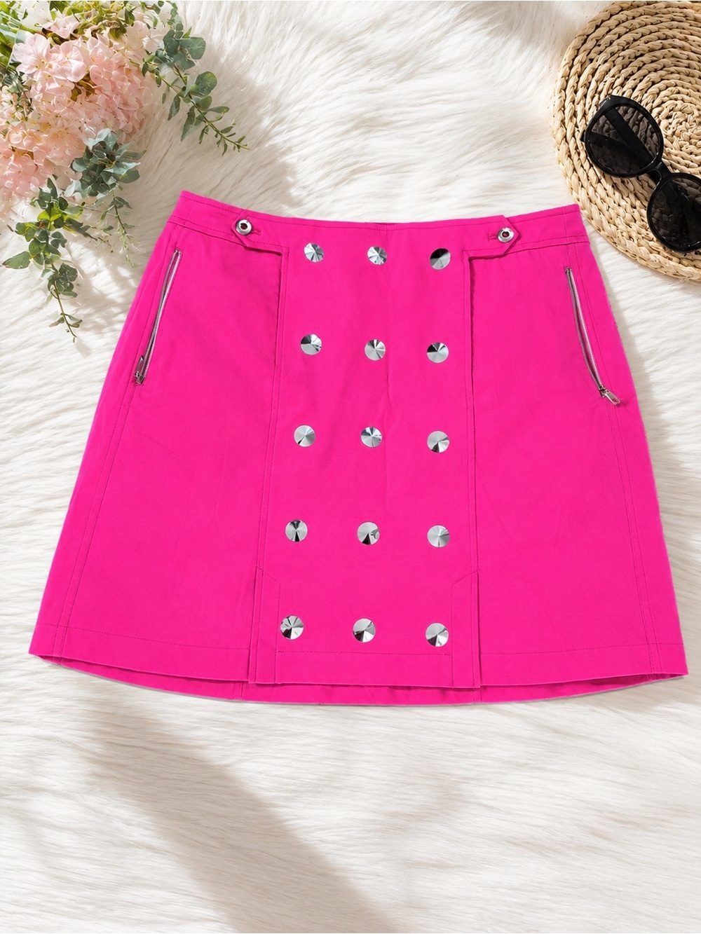New Y2K Hot Pink Stud-Panel Women's Skirt size 12